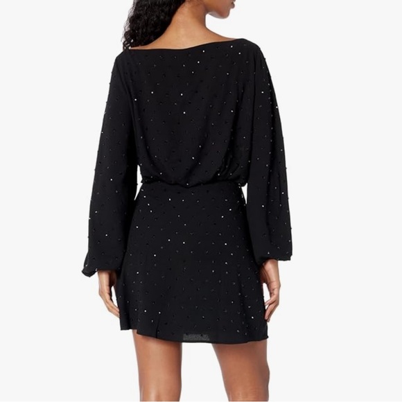 NWT ASTR THE LABEL EDITA RHINESTONE EMBELLISHED LONG SLEEVE MINI DRESS - Picture 5 of 8